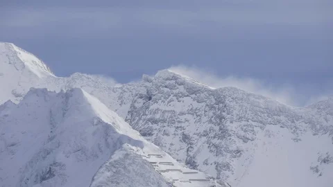 Snow flags over the high peaks Stock Footage 71414917