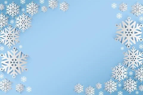 Snow flake frame design on blue Stock Illustration