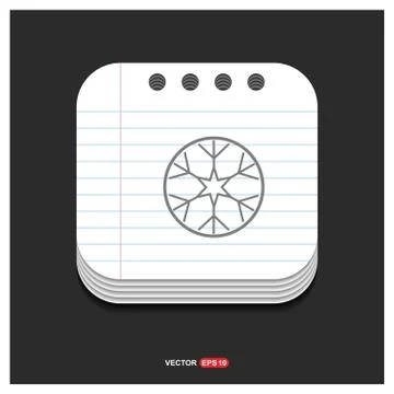 Snow Flake Icon Gray icon on Notepad Style template Vector EPS 10 Free Icon イラスト素材