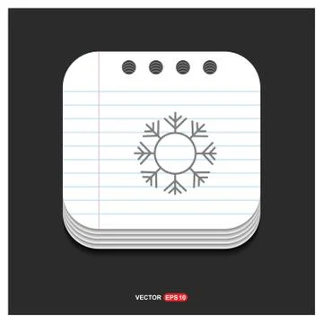 Snow Flake Icon Gray icon on Notepad Style template Vector EPS 10 Free Icon Stock Illustration