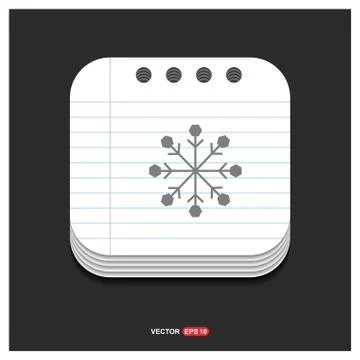 Snow Flake Icon Gray icon on Notepad Style template Vector EPS 10 Free Icon Stock Illustration