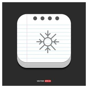 Snow Flake Icon Gray icon on Notepad Style template Vector EPS 10 Free Icon Stock Illustration