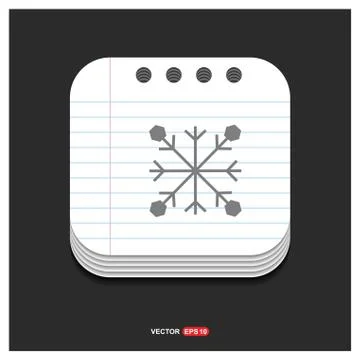 Snow Flake Icon Gray icon on Notepad Style template Vector EPS 10 Free Icon 스톡 일러스트
