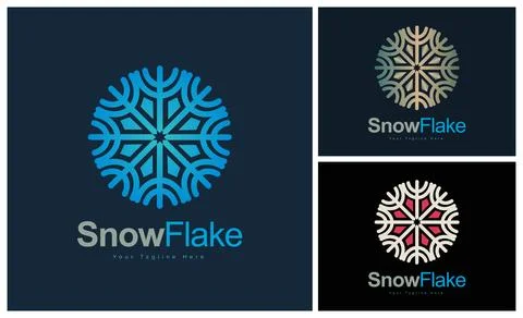Snow flake set modern circle luxury logo template design Illustrazione stock