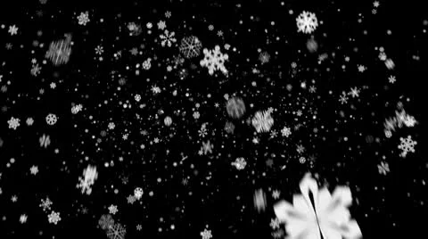 Snow flakes falling over black background in HD Stock Footage 9864475