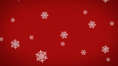 Snow flakes falling over red background. Christmas new year loop animation. Stock Footage 252723427