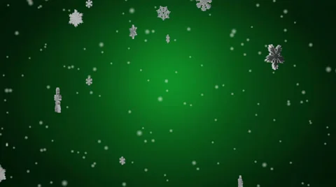 Snow Flakes on Green Background Stock Footage 30556737