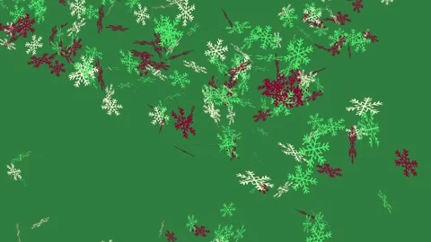 Snow flakes on it red snowflakes flowers isolated on green screen background Stock-Footage 336858411