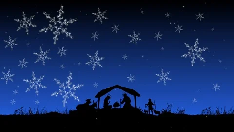 Snow flakes Nativity Stock Footage 121186878