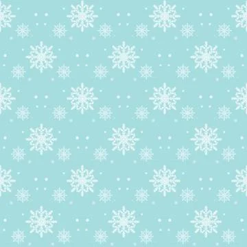 Snow Flakes Pattern Seamless on Blue Background Stock Illustration