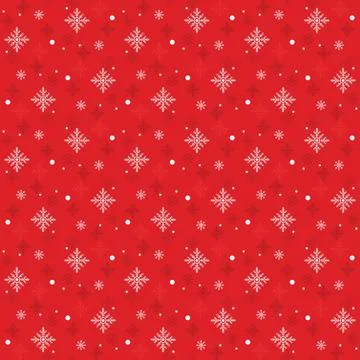 Snow Flakes Pattern Seamless on Red Background Stock Illustration