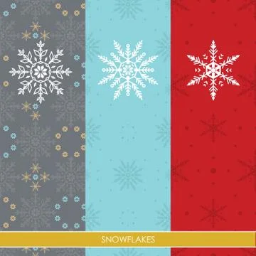 Snow Flakes Set Three Colors Background Stock Illustration