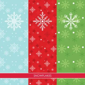 Snow Flakes Set Three Colors Background Stock Illustration