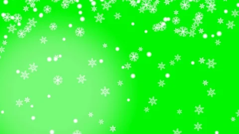 Snow flakes with subtle bokeh animated on green background. Stock Footage 115636552