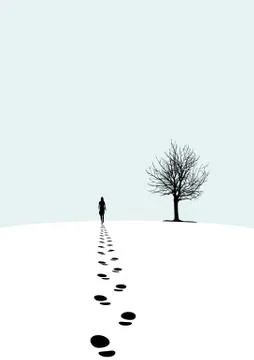 Snow footprint Stock Illustration