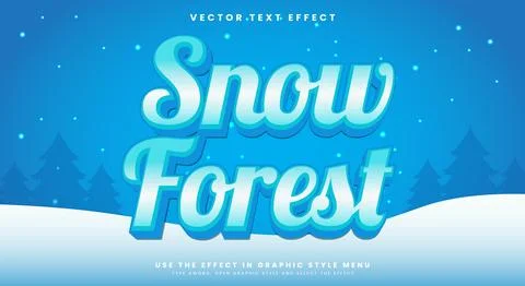 Snow Forest 3D editable text effect template Stock Illustration