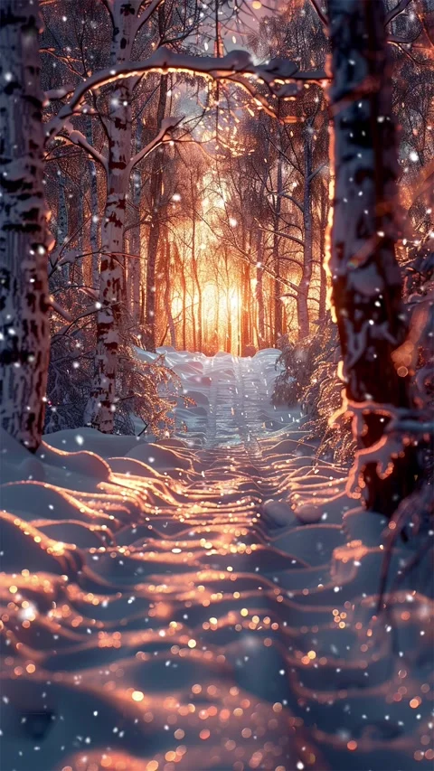 Snow forest. Falling snowflakes. Looped snow. Winter forest. Stock Footage 267053781