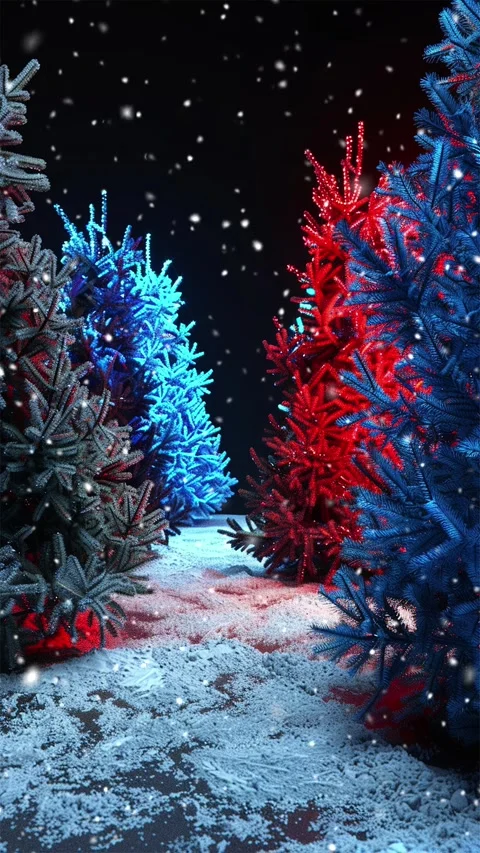 Snow forest. Falling snowflakes. Looped snow. Winter forest. Stock Footage 267053782