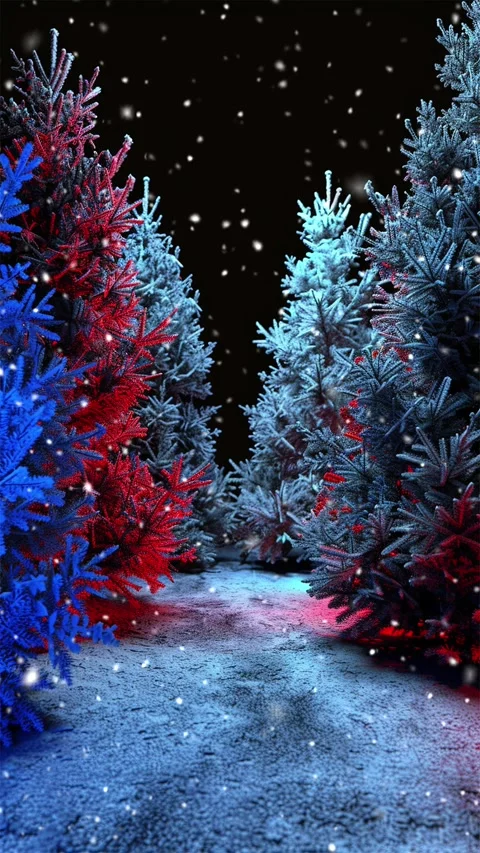 Snow forest. Falling snowflakes. Looped snow. Winter forest. 库存影片 267053794