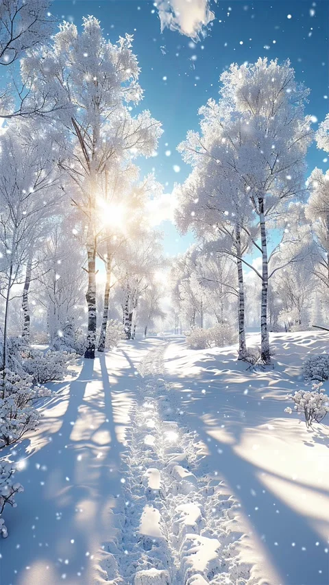 Snow forest. Falling snowflakes. Looped snow. Winter forest. Stock Footage 267053815