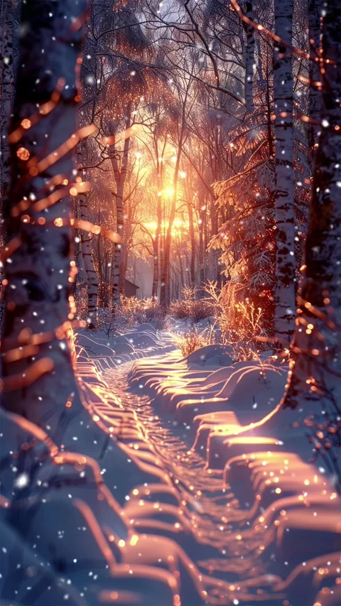 Snow forest. Falling snowflakes. Looped snow. Winter forest. Stock Footage 267054000
