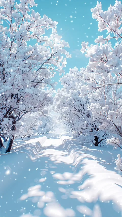 Snow forest. Falling snowflakes. Looped snow. Winter forest. Stock Footage 267054009