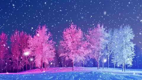 Snow forest. Neon forest. Stock Footage 269407927