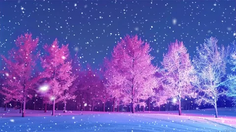 Snow forest. Neon forest. Stock Footage 269407949