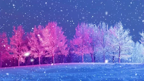 Snow forest. Neon forest. Stock Footage 269408165