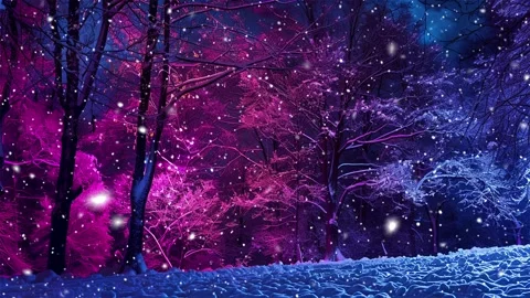 Snow forest. Neon forest. Stock Footage 269408166