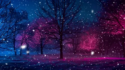 Snow forest. Neon forest. Stock Footage 269408174