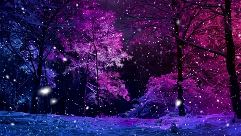 Snow forest. Neon forest. Stock Footage 269408175