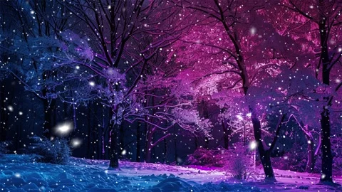 Snow forest. Neon forest. Stock Footage 269408450