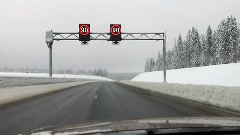 Snow forest, road Stock Footage 101148040