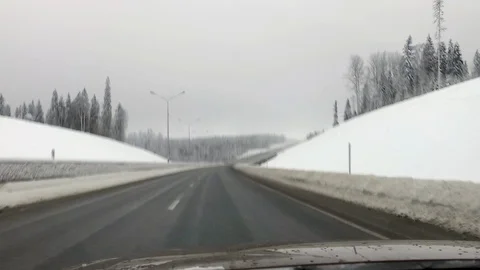 Snow forest, road Stock Footage 101148104