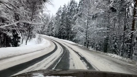 Snow forest, road Stock Footage 101148176