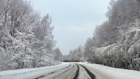 Snow forest, road Stock Footage 169744900