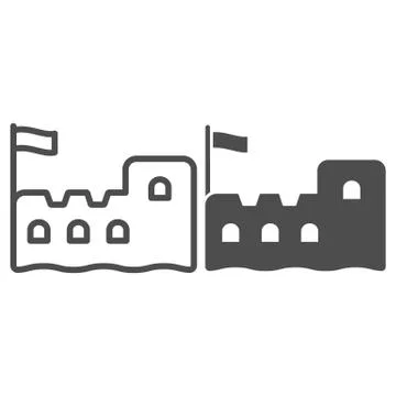 Snow fortress line and solid icon, World snow day concept, ice castle sign on Stock Illustration