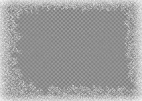 Snow frame. Frozen window. Window frozen glass ice. Vector illustration. Stock Illustration