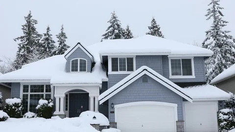 Snow in front of home Stock Footage 102867280
