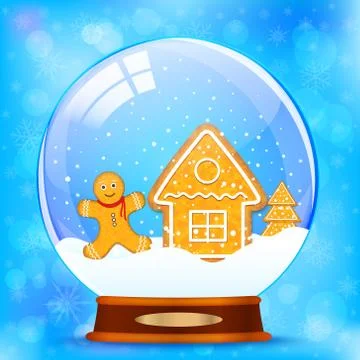 Snow globe and gingerbread Stock Illustration
