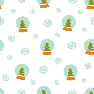 Snow globe and snowflake pattern Stock Illustration