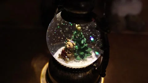Snow globe, bear, Christmas tree, holiday, winter, ornament, decoration, sparkle 库存影片 324957072