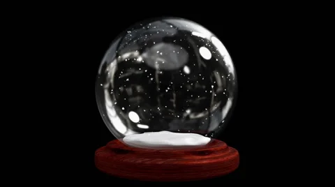 Snow globe on black background with alpha channel Stock Footage