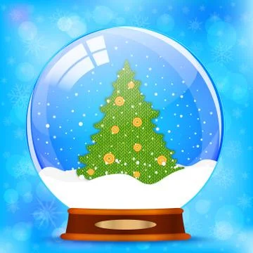 Snow globe with christmas tree Stock Illustration