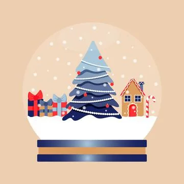 Snow globe with Christmas tree. Stock Illustration