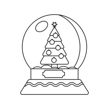 Snow globe with a Christmas tree inside. Stock Illustration