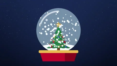 Snow globe with a Christmas tree shaking and snow swirling inside Vídeos de archivo 348258230