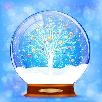Snow globe with christmas tree vector Stock Illustration