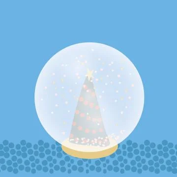 Snow globe with christmas tree vector illustration Stock Illustration